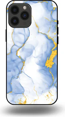 Produktbild von Smartphonica Handyhülle geeignet für iPhone 13 Pro Max mit Hellblau Gold Marmor Print - TPU Backcover Case Hellblau Gold Marmor Design