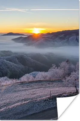 Produktbild von MuchoWow® Poster Winter - Berge - Sonne - Abend 20x30 cm - Papierdruck