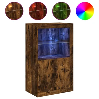 Produktbild von vidaXL Beistellschrank mit LED-Leuchten Räuchereiche Holzwerkstoff