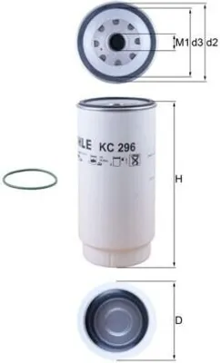 Produktbild von Kraftstofffilter MAHLE KC 296D für GINAF X-Series Anschraubfilter