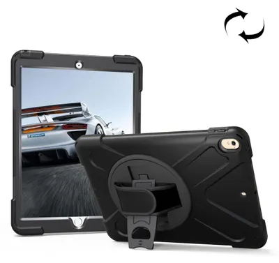 Produktbild von Mobigear SureGrip XGuard Schutzhülle für iPad Pro 10,5 Zoll (2017), Kunststoff, Silikon, Rückseite mit Standfunktion - Schwarz