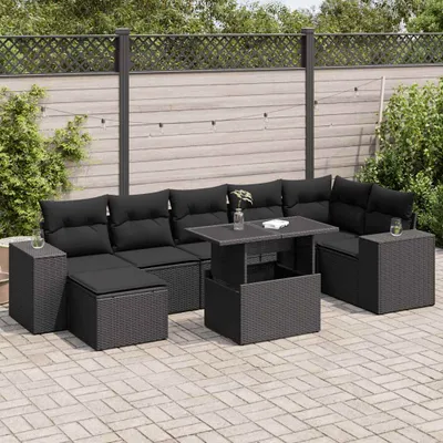 Immagine prodotto di Maison Exclusive - Set da giardino 8 pezzi con cuscini in polyrattan nero