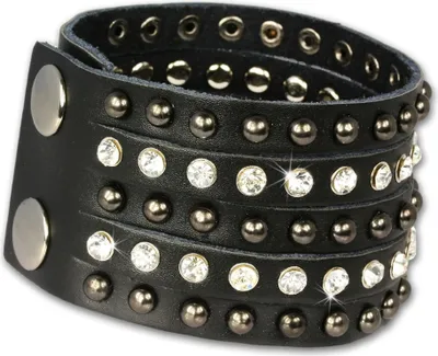 Image de SilberDream bracelet cuir bijoux de bras noir zirconium femmes LAP231S