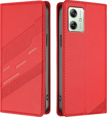 Obrázek produktu pro Pouzdro pro Motorola Moto G14/Moto G54,Polyuretankožené peněženkové pouzdro s přihrádkou na karty a funkcí stojánku Rot
