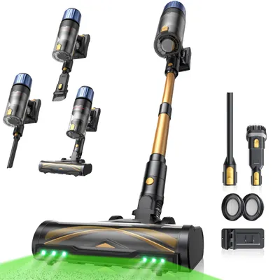 Produktbild von PROSCENIC P15 Handstaubsauger, leistungsstarker Staubsauger mit 60 kPa, 580W, 70 Min, Grüne LED-Scheinwerfer, 1,5L Staubbehälter, Leichtes Rauschen