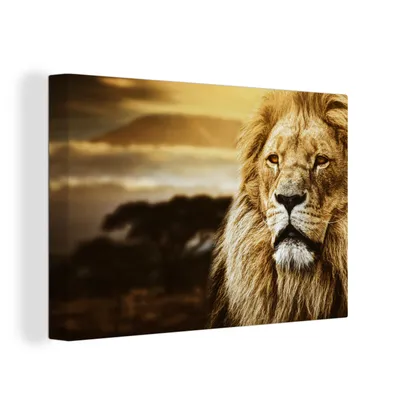 Obrázok produktu pre OneMillionCanvasses® - Maľba na plátne - Obraz na plátne Nástenná maľba na plátne - Divoké zviera - Západ slnka - Afrika - 150x100cm - Fotografia na