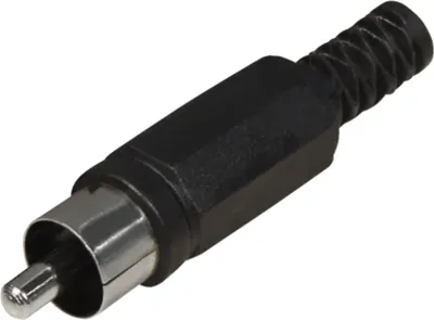 Produktbild von Cinch-Stecker schwarz mit Knickschutz