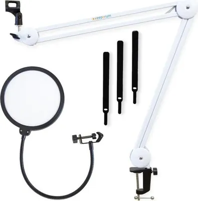 Produktbild von keepdrum MS138 Mikrofonarm Weiss mit Popschutz Weiss