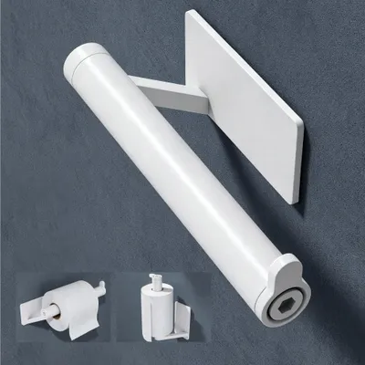 Produktbild von doporro Toilettenpapierhalter selbstklebend, Klopapierhalter aus Edelstahl ohne Bohren, Klorollenhalter für Badezimmer, Matt Weiß Lino-02