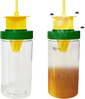 Produktbild von Fruchtfliegenfalle im 2er-Set für den Innenbereich, Lebendfalle für Obstfliegen in Küche, auf Balkonen, Innenhöfen, in Obstgärten und Blumentöpfen