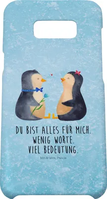 Produktbild von Mr. & Mrs. Panda Samsung Galaxy S8 plus Handyhülle  Pinguin Pärchen - Eisblau - Geschenk, Hochzeitsgeschenk, Handy Case, Liebe, Hochzeitstag, Hülle, Cover