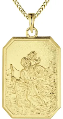 Zdjęcie produktu dla Łańcuszek "Święty Krzysztof" wykonany ze srebra próby 925, pokryty 18-karatowym złotem, antyczny, religijny amulet ochronny, biżuteria dla mężczyzn i kobiet, kwadratowy, długość 60 cm