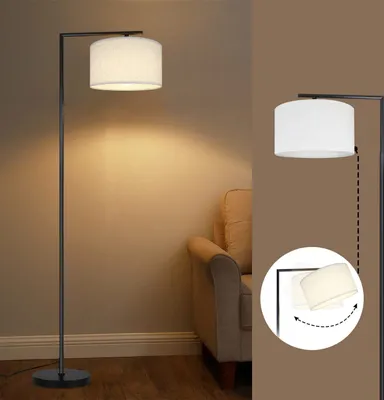 Produktbild von ZMH Stehlampe Modern Wohnzimmer Stehleuchte: Leselampe Schlafzimmer E27 Fassung Max. 40W Standleuchte Fußschalter Stoffschirm Design 166cm für Schlafzimmer Hotel - Ohne Leuchtmittel