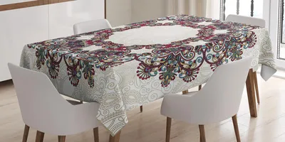 Obrázek produktu pro ABAKUHAUS Mandala ubrus, dekorativní aztécká mandala kopíruje symbol smyslů mozaika styl kmen, 140 x 240 cm, vícebarevný