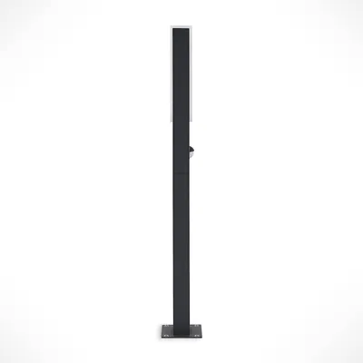 A product shot of a black LED pathway light on a white background.