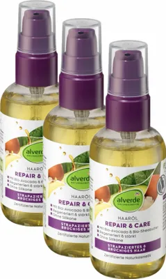 Produktbild von 3 x  alverde Naturkosmetik - Haaröl Repair (3 x 75 ml)