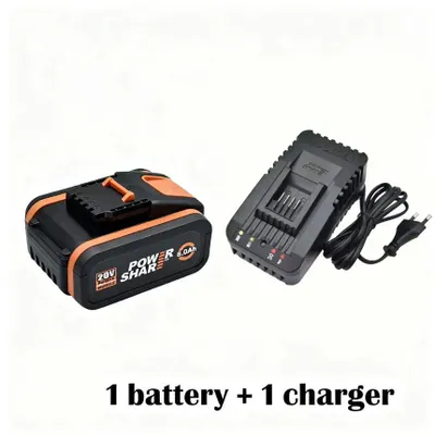 Immagine prodotto di Batteria di ricambio da 20V - Batteria per utensili elettrici - 8,0Ah, 8000mAh, agli ioni di litio - compatibile con i modelli WA3553, WA3551, WA3572, WX390, WX176, WX178, WU268 - 1 batteria + 1 caricabatterie