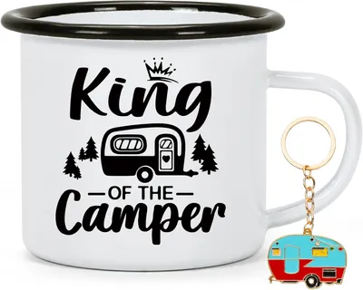Produktbild von Emaille Campingbecher, 350 ml, mit Aufschrift, für Camping und Outdoor