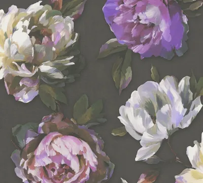 Produktbild von Tapete Florentin Blumen M1-No.11285 Vlies Schwarz Lila Tadessi 10.05 m x 0.53 m