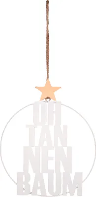 Produktbild von UNUS®  OH Tannenbaum Schriftzug aus Metall zum Aufhängen 25cm weiß