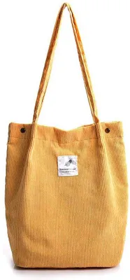 Produktbild von Gelbe Corduroy Damen Schultertasche für Uni Arbeit Schule