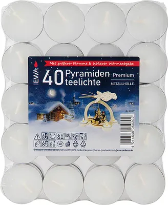 Obrázek produktu pro Pyramidové čajové svíčky Premium sada 40 velkých plamenů