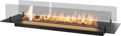 Produktbild von Insert Black 1000 Einbau- oder freistehender Bioethanol-Kamin - Schlanker schwarzer Biokamin mit zwei Glasscheiben, 2-Liter-Tank - 100 cm