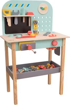 Produktbild von Spielzeug Werkbank Holz Blau L 54,5 x B 32 x H 85 cm für Kinder ab 3 Jahren