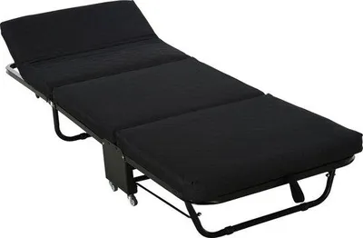 Image de Canapé-lit rabattable 184 x 65 cm – 5 positions de réglage – Tête de lit réglable – Pliable – Lit de voyage, lit de tente, canapé-lit – Noir