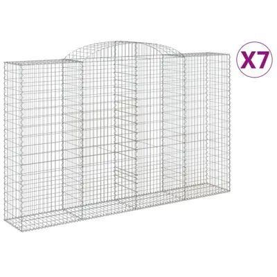 Produktbild von Gabionen mit Hochbogen 7 Stk. 300x50x180/200cm Verzinktes Eisen