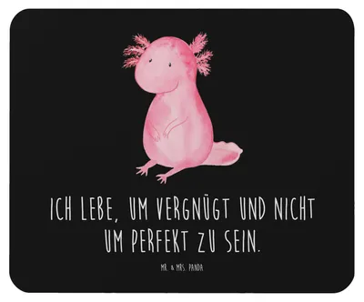 Produktbild von Mr. & Mrs. Panda Mauspad Axolotl Niedlich - Schwarz - Geschenk, Fröhlich, Mouse Pad, Lebensweisheit, Freundin, laptop mousepad, pc, Axolot, Liebe