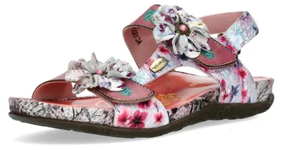 Produktbild von Laura Vita Damen Sandalette Blumenapplikationen mit Schmuckstein LILOO 06, Größe:39 EU, Farbe:Rosa