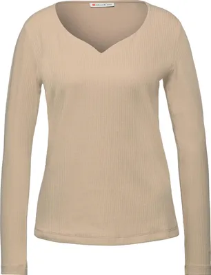Produktbild von Street One Langarmshirt 'Shirt mit Herzausschnitt', A324167, sanded beige, Gr. 42