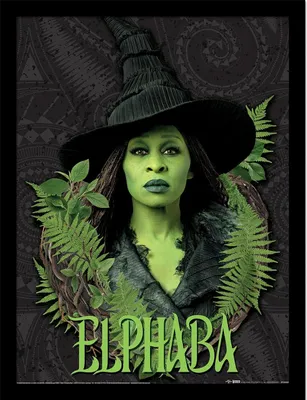 Image de Wicked - Feuilles Poster encadré, Elphaba PM12489 (40 cm x 30 cm) (Noir/Vert)