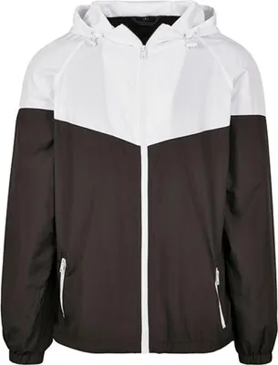 Image de Build Your Brand BY129 | Windrunner 2-Tone Tech, coupe raglan - Couleur : Noir/Blanc - Taille : XL