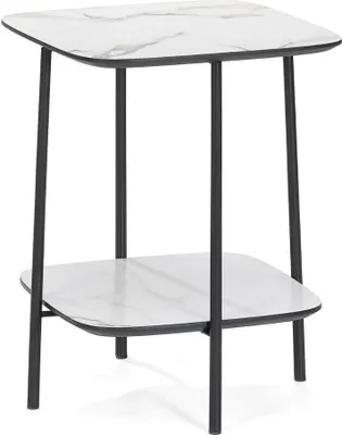 Produktbild von Design Beistelltisch MARMOL 55cm weiss-schwarze Marmor-Optik