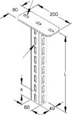 Produktbild von Niedax HU6040/800 Hängestiel U-Profil 60x40x800mm feuerverz. DIN EN ISO