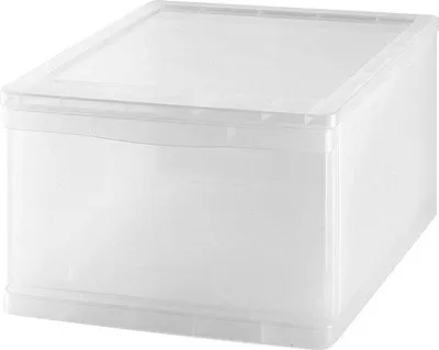 Obrázek produktu pro Průhledná plastová zásuvka 20 l – box do skříně na oblečení a doplňky