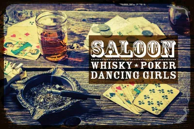 Produktbild von vianmo Holzschild 12x18 cm Saloon Whisky Poker Dancing girls