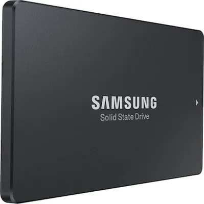 A black Samsung Solid State Drive is shown from a diagonal angle.