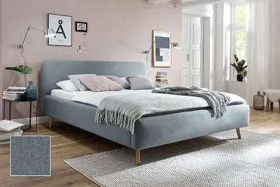 Produktbild von Polsterbett Bett MATTIS Stoffbezug Aspen 84 Eisblau-120 x 200 cm