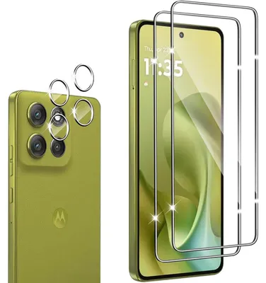 Immagine prodotto di Pellicola protettiva per Motorola Moto G86 5G, 2 protezioni in vetro temperato per lo schermo, 2 pellicole protettive per la fotocamera, durezza 9H, qualità HD