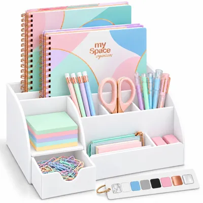 Büroorganisator, weißer Acryl-Organizer mit Schublade, 9 Fächer