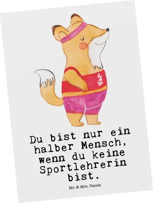 Produktbild von Mr. & Mrs. Panda Postkarte Sportlehrerin Herz - Weiß - Geschenk, Fotokarte, bildkarte, Grußkarte, Postkarten, Ansichtskarten