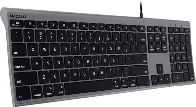 Produktbild von Macally UCACEKEYSG-US, erweiterte USB-C Tastatur, ultra slim, US Layout, Space Grey