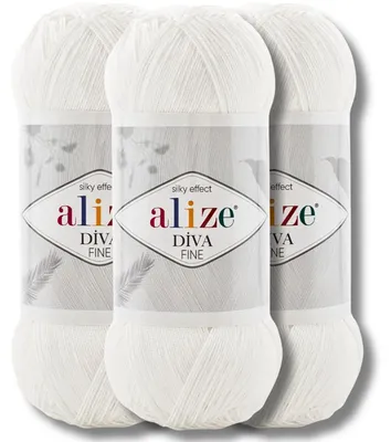 Immagine prodotto di Alize 3x 100g Diva Fine, filato di lana, tinta unita, adatto per uncinetto e maglia (55)