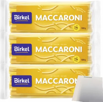 Produktbild von Birkel No 1 Maccaroni 3er Pack (3x500g Packung) + usy Block