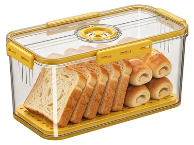 Brotbox mit Deckel, Frischhaltedose, gelb, 10 l, Kunststoff