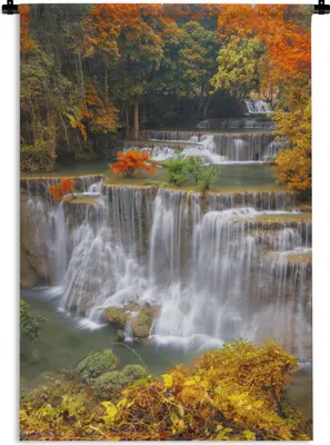 Produktbild von MuchoWow® Wandteppich Wandbehang Bäume - Wasserfall - Herbst 60x90 cm Tapisserie Dekoration Wandtuch - Foto-Teppich - Abwaschbar