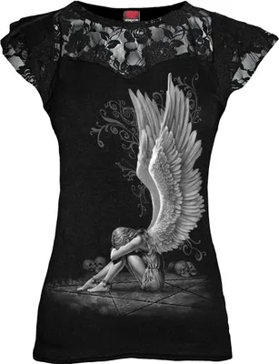 Produktbild von Spiral - Enslaved Angel - Lace Layered Cap Sleeve Top Black M